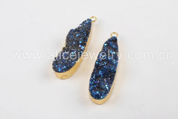 BOROSA Teardrop Золотой Цвет Природный кристалл Druzy Титан Радуга/синий/серебристый/Шампанское Druzy Шарм для Drusy кулон g1069
