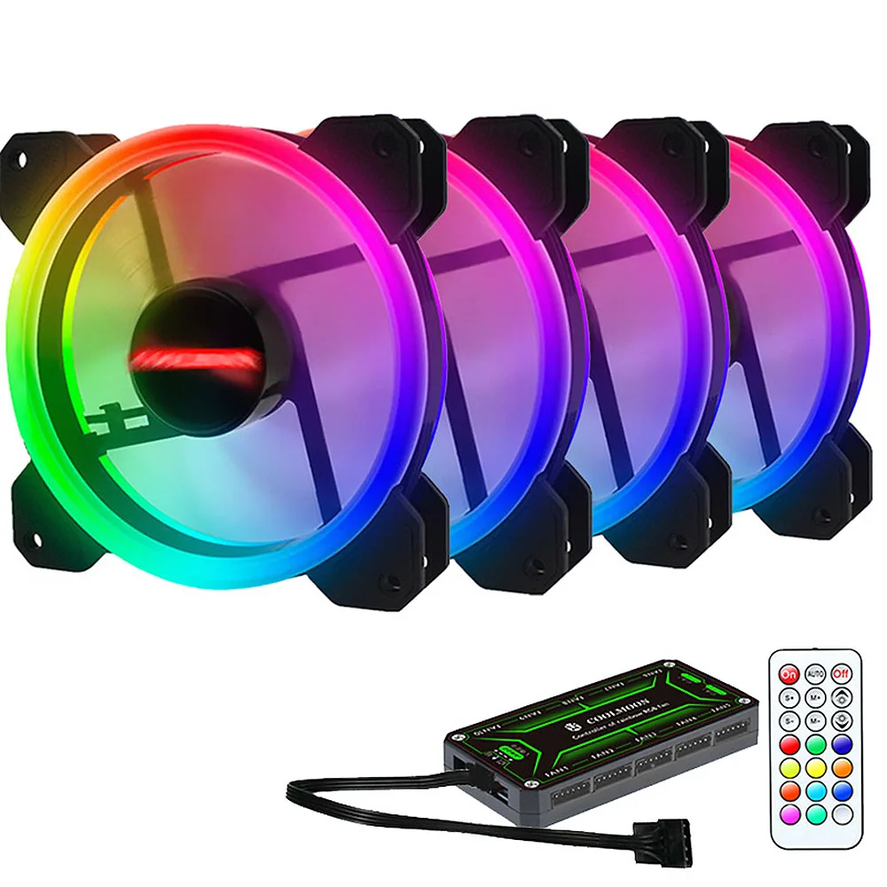 Горячая Распродажа RGB вентилятор шасси 12 см настольный охлаждающий цветной