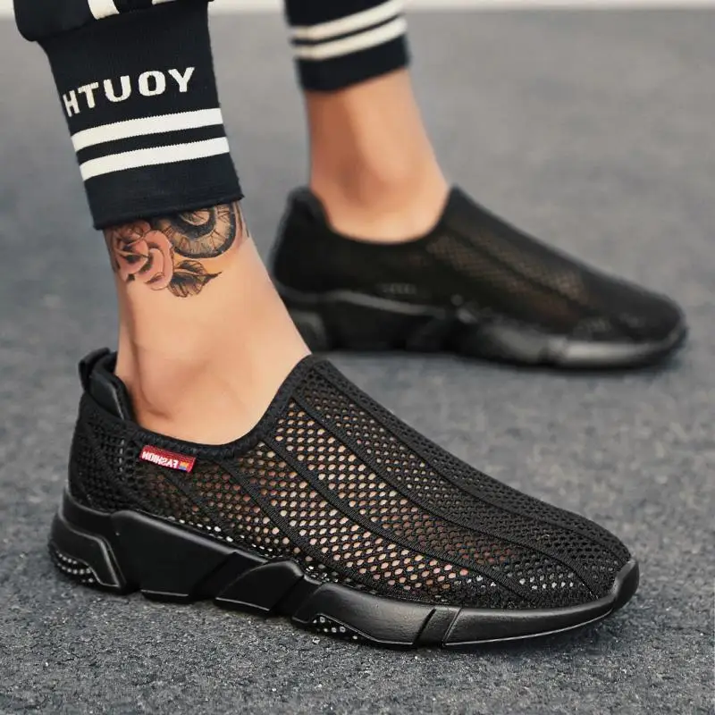 Mesh Summer Slip-on Mens Casual Shoes Basic Lightweight Male Breathable Flats | Обувь