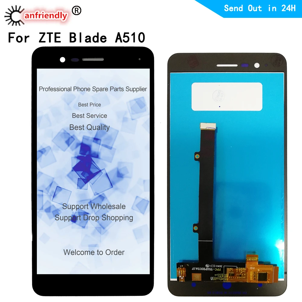 Pantalla LCD de 5,0 pulgadas para ZTE Blade A510, reemplazo de pantalla t&aacute;ctil, sensor, montaje de digitalizador, panel de tel&eacute;fono para ZTE A510-0