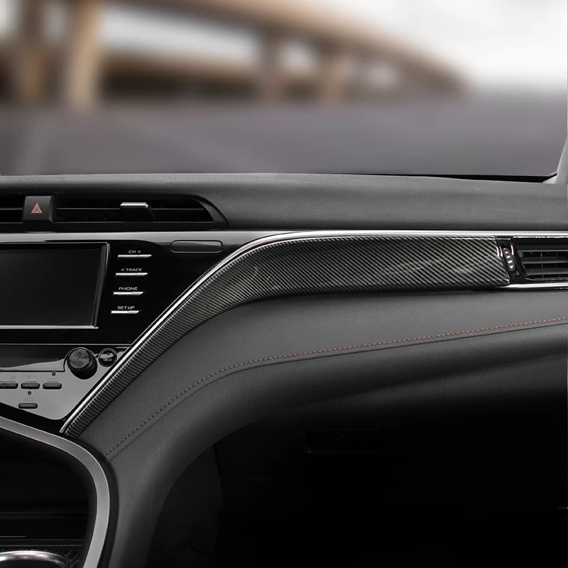 QHCP 1 шт. панель приборной панели ABS Copilot декоративные полосы крышка отделка авто аксессуары Стайлинг автомобиля специально для Toyota Camry