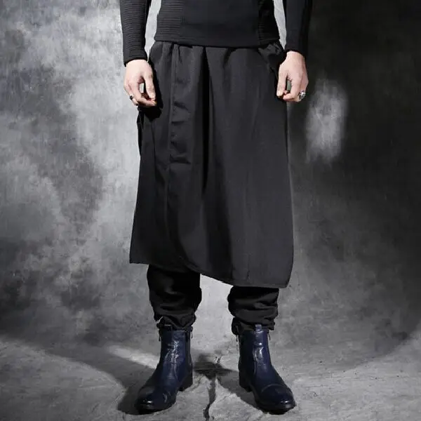 

Male thermal faux two piece culottes personality male loose elastic waist skinny pants. S-5XL!!