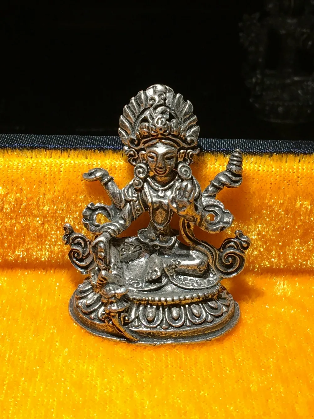 The latest style collection exquisite sculpture small inch Buddha alloy gilded silver bronze statue free shipping | Дом и сад
