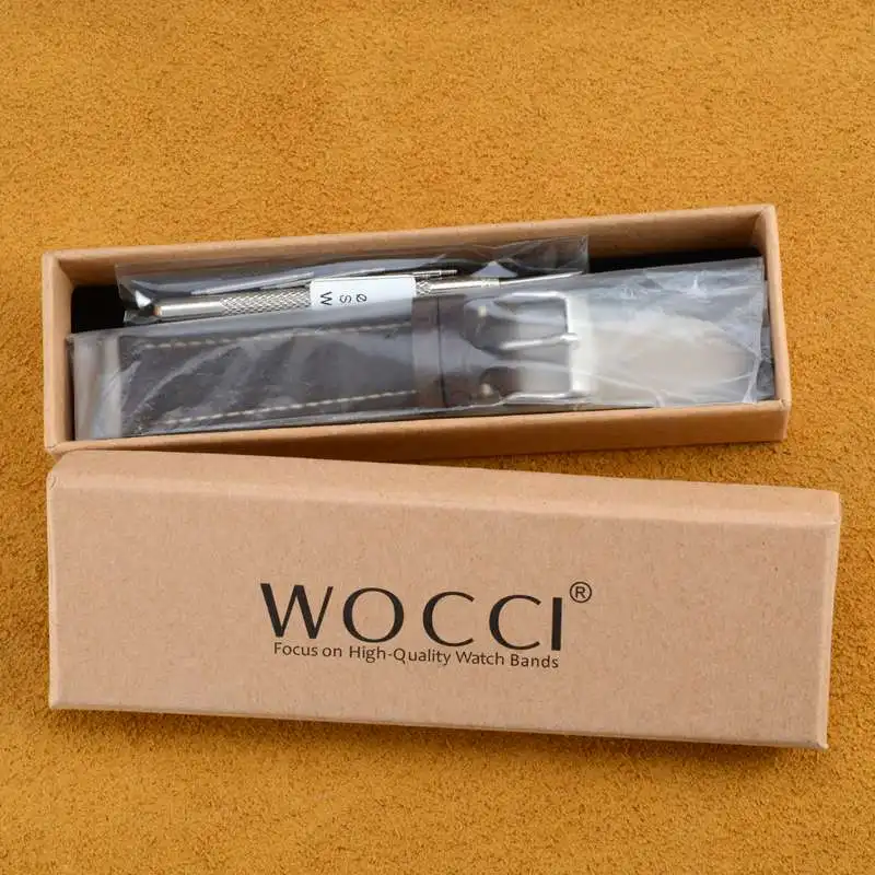Ремешок WOCCI из натуральной кожи 14 мм 16 мм 18 мм 19 мм 20 мм 21 мм 22 мм 24 мм сменные мужские Т-образные наручные часы для женщин и мужчин