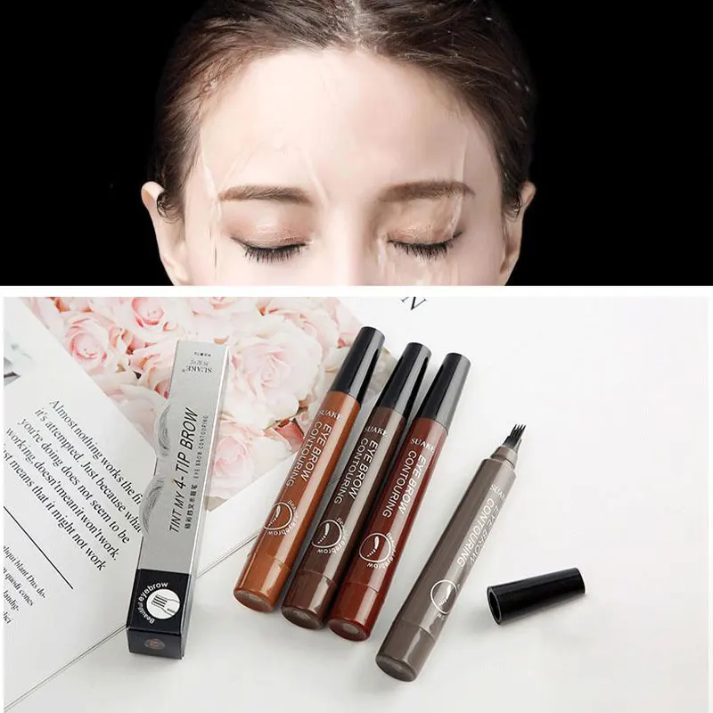 Микроблейдинг тени для бровей 4 кончика жидкая ручка тату 5 цветов макияж краска