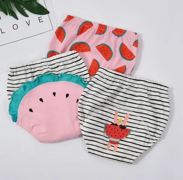 a 3pcs 3 шт., хлопковые многоразовые подгузники, плотные детские тренировочные штаны, комплект подгузников, детское нижнее белье, моющиеся детские пижамы, брюки детские шорты - Цвет: a 3pcs
