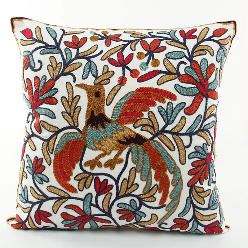 4 цвета Вышитый Чехол для подушки декоративный Феникс альмофада 45 см cojines decorativos