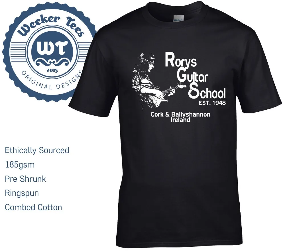 Новая футболка Rory Gallagher Tribute Rorys Guitar School бесплатная доставка Мужская Модная