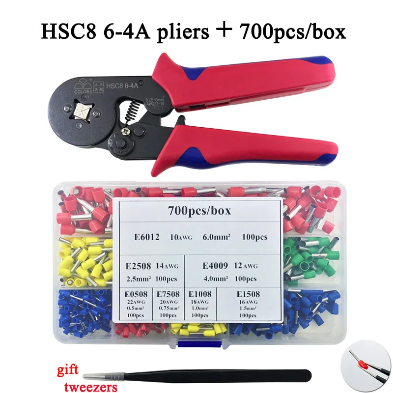 HSC8 6-4A and 700T HSC8 10С 0,25-10mm2 23-7AWG HSC8 6-4A/6-6 0,25-6mm2 HSC8 16-4 обжимные клещи электрическая трубка Клеммы Коробка мини фирменный Зажим инструменты - Цвет: HSC8 6-4A and 700T