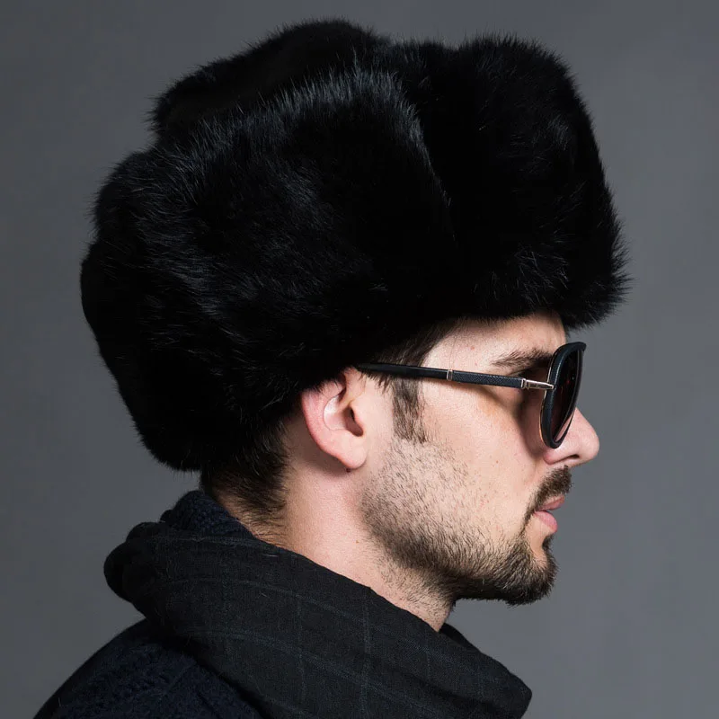 Русская Кожаная шапка с мехом защитная бомбер для мужчин зимняя из меха енота