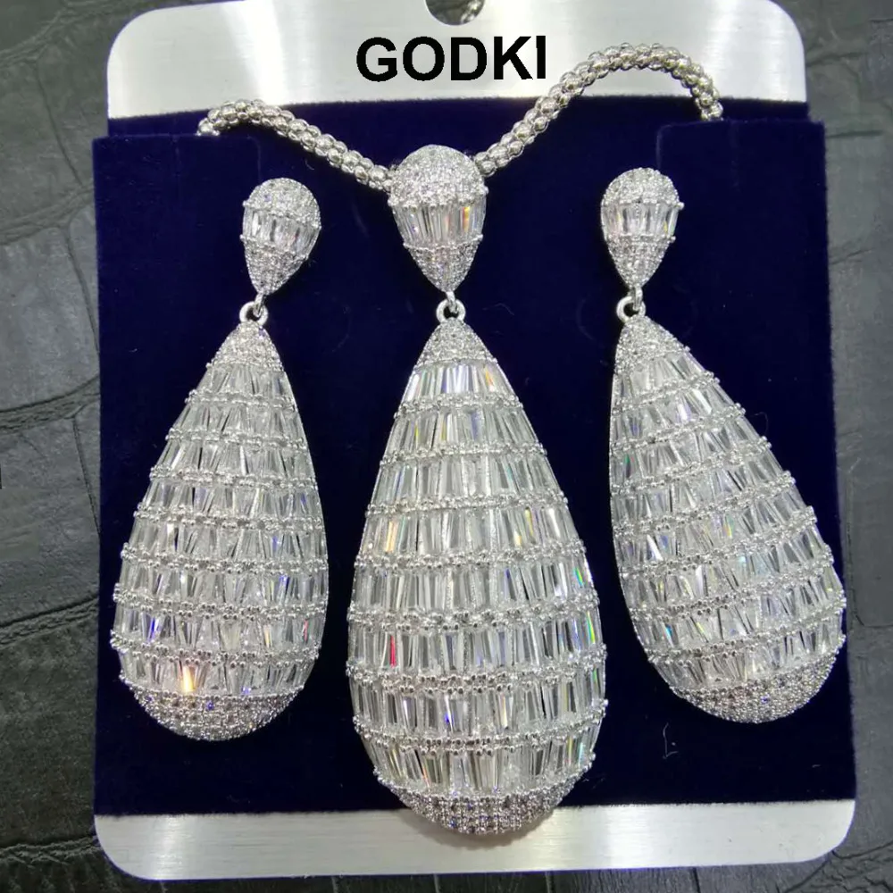 GODKI роскошные 2 шт. нигерийское ожерелье серьги Ювелирные наборы для женщин капли
