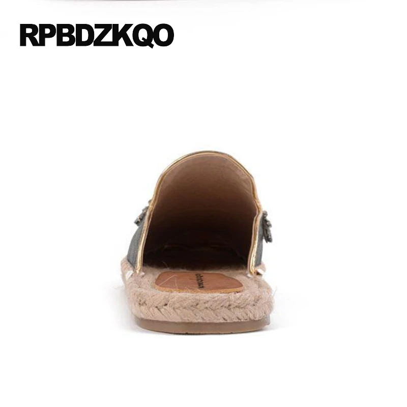 жемчужный женщин надевать черный мулы плоские повседневная эспадрильи горный