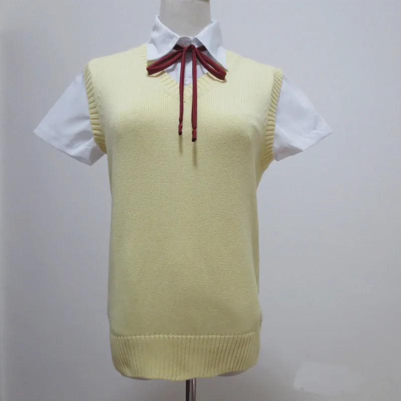 9 цветов K-on! Школьный свитер для девочки милый косплей безрукавый жилет с V-образным вырезом вязаная одежда форма.