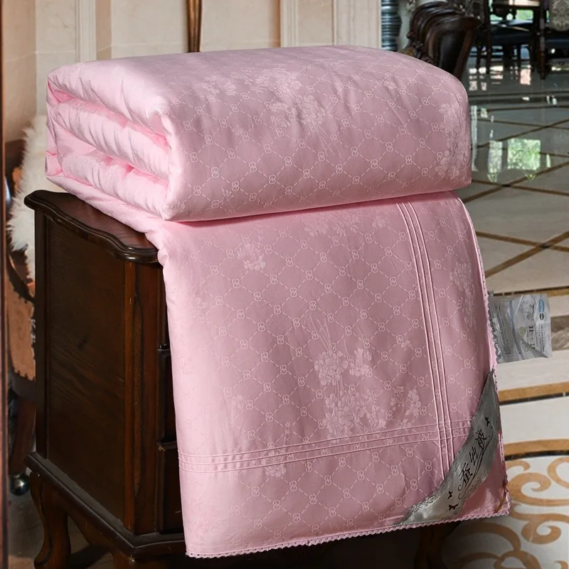 Шелковое Одеяло 100% хлопок чистый и натуральный Длинная нить белый розовый серый