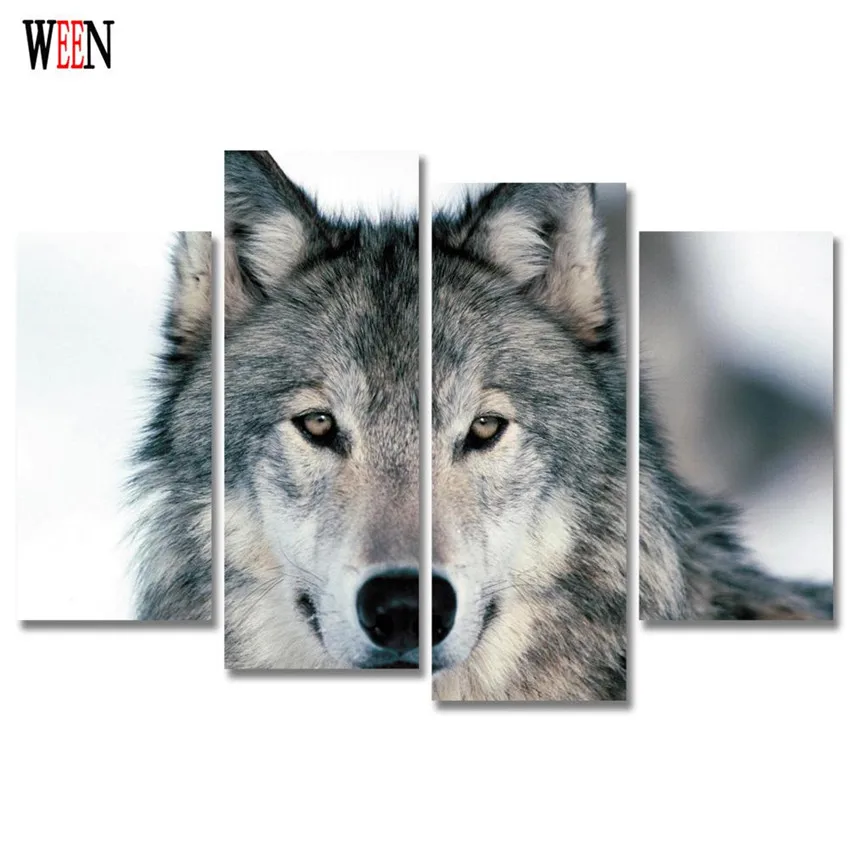 Волк Холст Искусство 4 шт лошадь современные фотографии животных на стену Лев