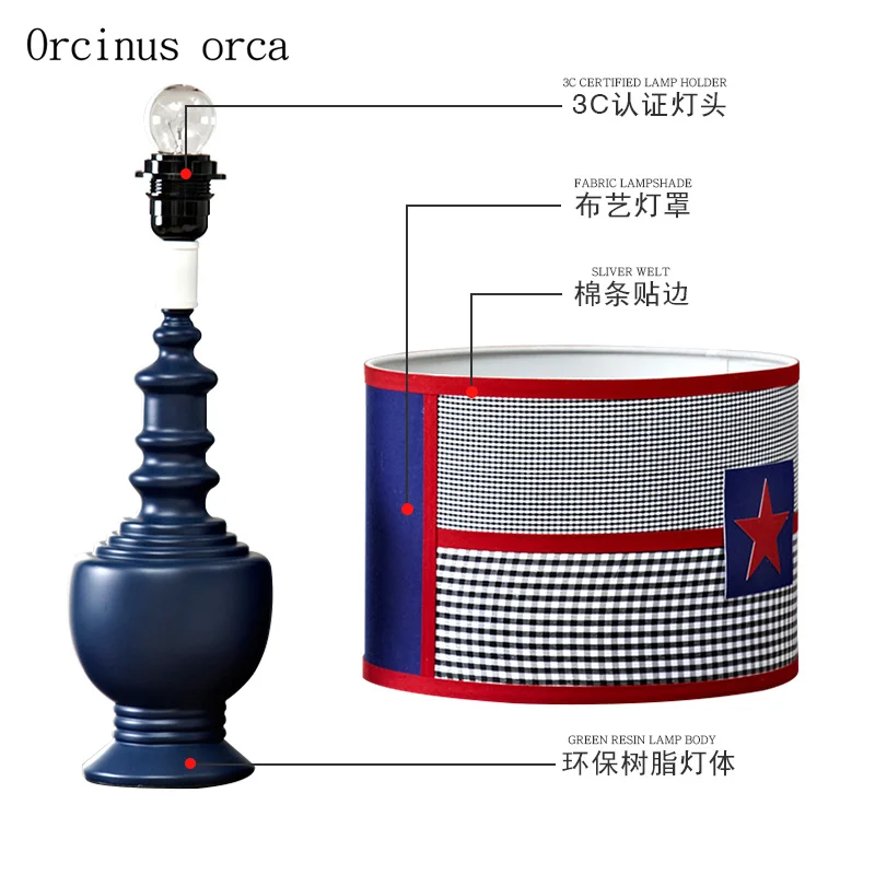 Британская креативная синяя настольная лампа из полимерного материала для