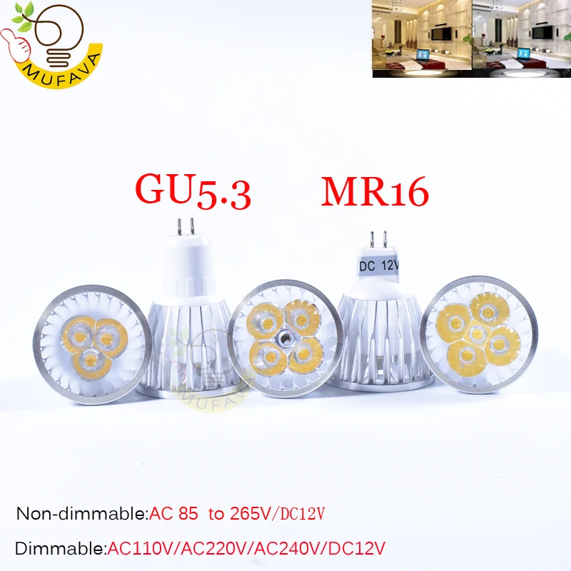 Ультра яркая 9 Вт 12 15 GU10 MR16 E27 E14 Светодиодная лампа 85 265 в с регулируемой яркостью