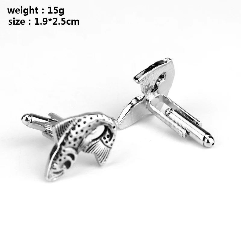 Мужские запонки в виде рыбы винтажные черного цвета специальные подарки