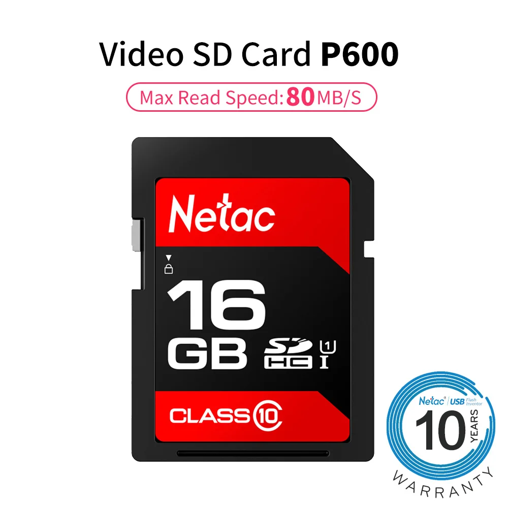 16GB Netac P600 SD карта 16 ГБ 32 ГБ 64 Гб 128 Гб Full HD видео карта класс 10 SDcard 16 32 64 128 Гб карта памяти для камеры портативного устройства - Емкость: 16GB