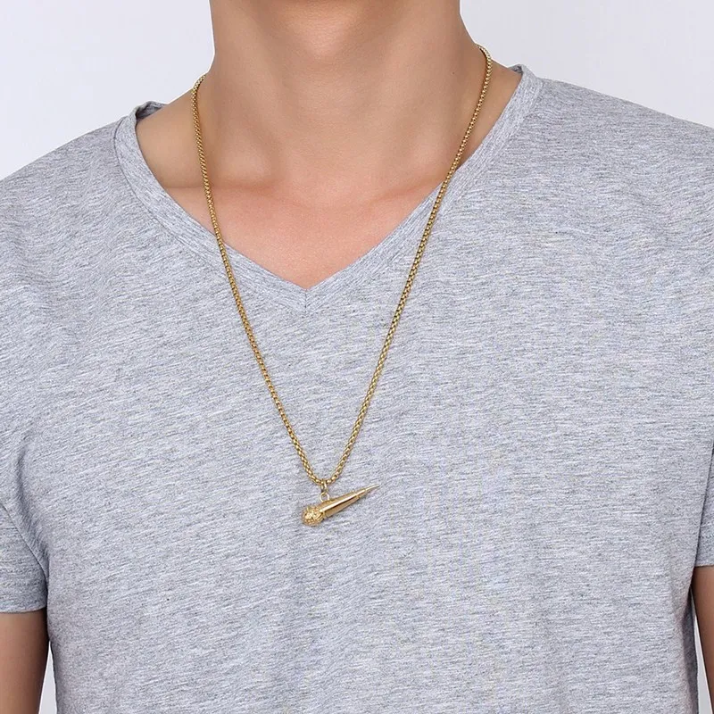 Vnox рок микрофон Цепочки и ожерелья кулон Для мужчин/Для женщин Нержавеющая сталь