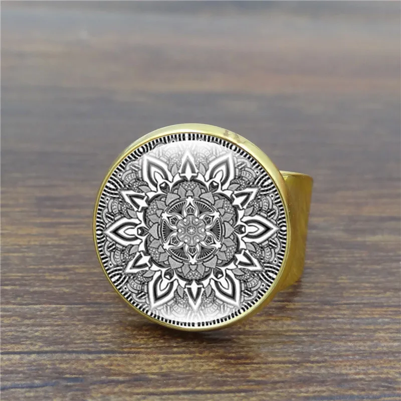 XUSHUI XJ стеклянный круглый купол с цветком Мандала женское кольцо аксессуары для