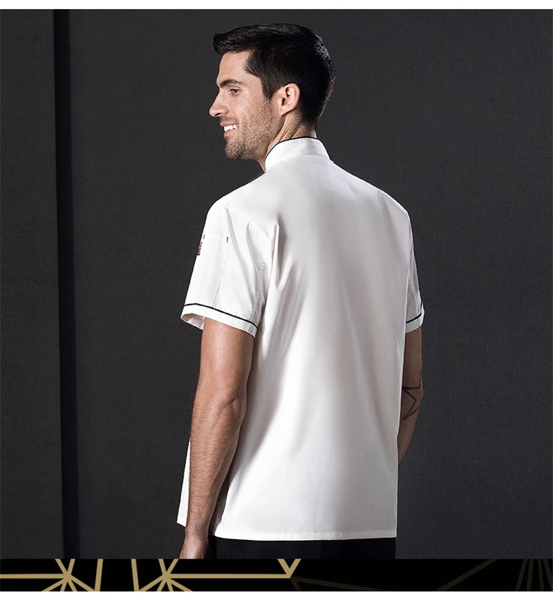 Шефовская романтика: Качественная костюмная ткань с короткими рукавами для питания в ресторане, приготовления пищи в кухне и выпечки с бесплатной доставкой.