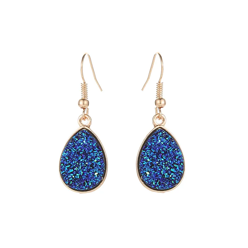 4 цвета Drusy Druzy серьги Капли Висячие смолы Друза Шарм Золото Цвет Брендовые