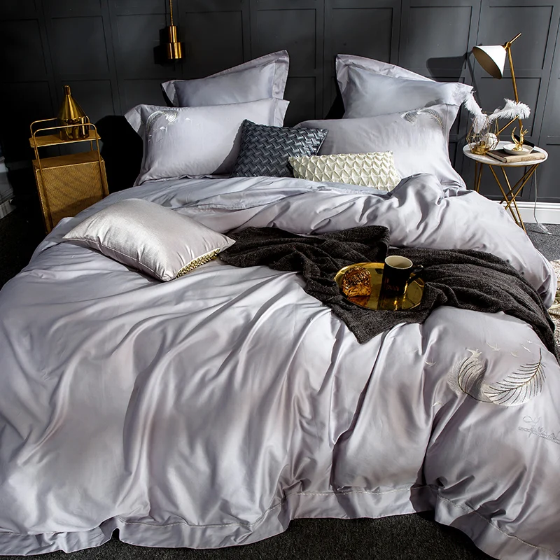 

2018 100% cotton classic european style luxury Bedding Set .Duvet Cover Bed sheet Bed Linen Pillowcases.Odin's Gray