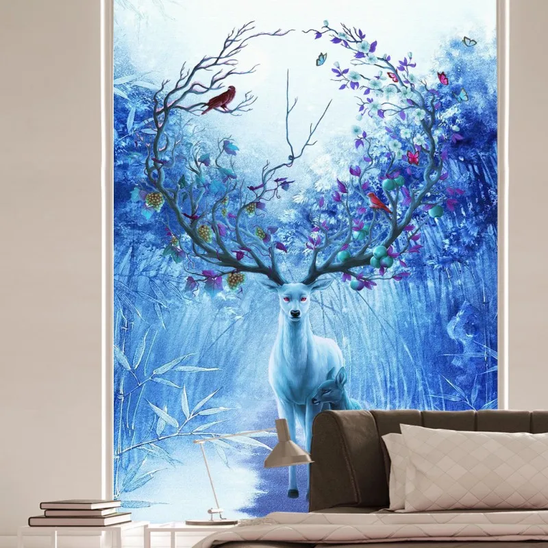 Обои для стен 3 d фиолетовая мечта лес лося вход на заказ росписи отеля лобби