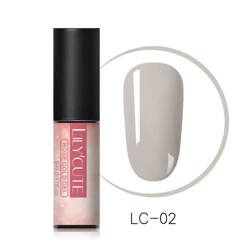 LC-02 LILYCUTE, 5 мл, розовое золото, УФ-гель для ногтей, блестки, блестки, замачиваются, УФ Гель-лак, цветной лак для ногтей, сделай сам, лак для ногтей - Цвет: LC-02