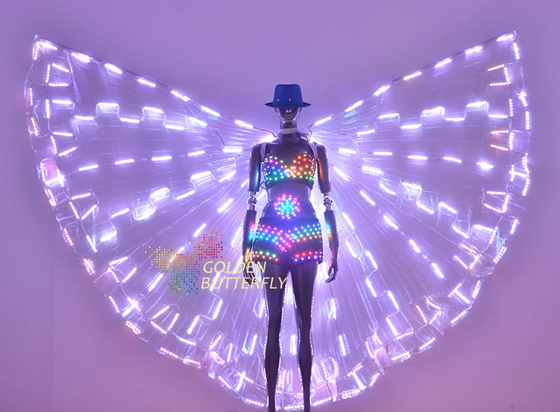 Женские шорты со светодиодами новинка 2017 светящиеся костюмы ремни в виде крыльев