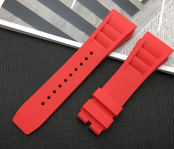 Red Новинка, 20 мм, красный, белый, черный, зеленый, серый, синий, желтый, оранжевый, резиновый ремешок для наручных часов, ремешок для наручных часов, для RM011 Mille, браслет, ремешок для часов - Цвет ремешка: Red