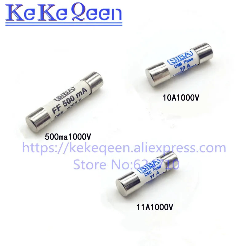 10 шт./лот 6 мм x 32 6х32 FF 500mA 1000 В SIBA керамический предохранитель DMI FUSES 5 А 1KV мультиметр