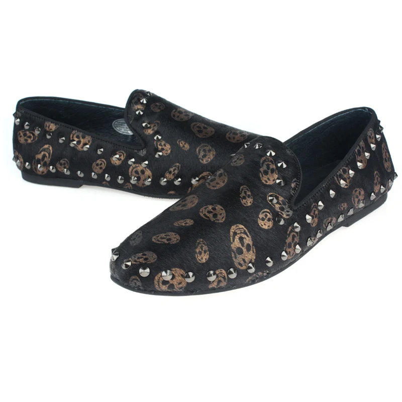 Мужские лоферы из хлопчатобумажной ткани с рисунком черепа повседневная обувь