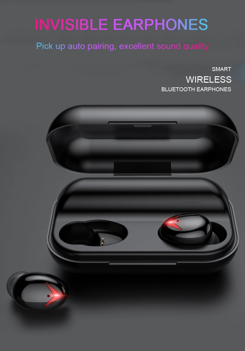 TWS Bluetooth наушники невидимые мини беспроводные наушники стерео Bluetooth 5,0 сенсорное управление наушники с 3500 мАч зарядная коробка