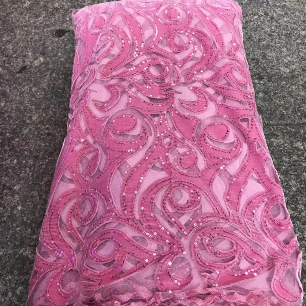 Желтая африканская кружевная ткань 2018 высокое качество французская бархатная с