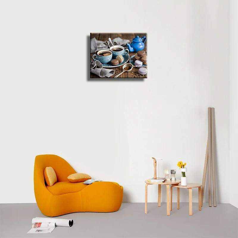 Россыпь из кристаллов для живописи "Кофе с тортом Макарон" в технике "квадрат 5D DIY", набор для вышивки "Бриллианты 3D" LE00168.