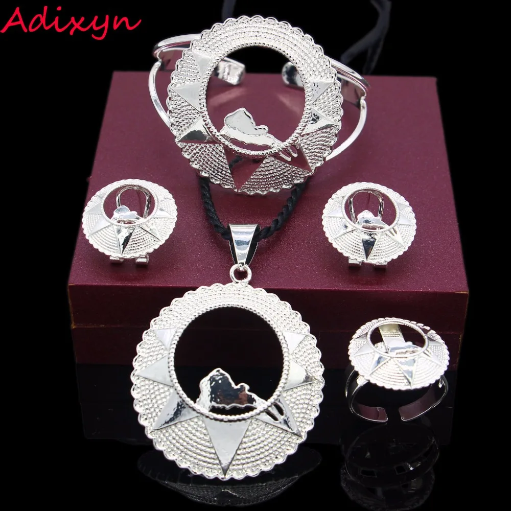 Комплект украшений Adixyn с картой посеребренный