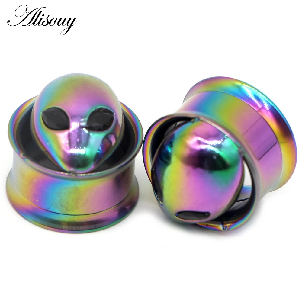 849f Colorful Alisouy 2 шт. Сталь красочный анодированный внутренняя нить штанга Ушная, винтовая вставка для туннелей тоннели для ушей расширитель для тоннелей - Окраска металла: 849f Colorful