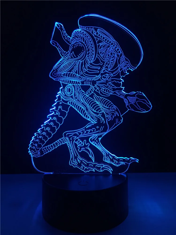Фильм специальный инопланетный Череп 3D лампа освещение светодиодный USB Ночная Атмосфера свет многоцветный сенсорный пульт дистанционного освещения Luminaria пеленальный столик мальчик подарок