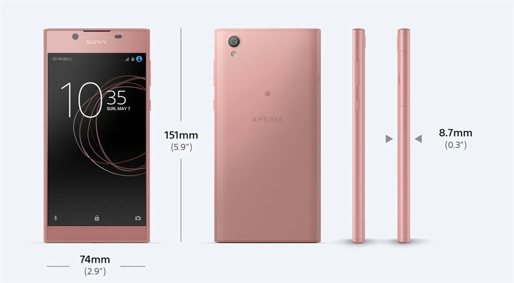 pink Смартфон Sony Xperia L1 4G android 7,0 5," IPS MTK6737T четырехъядерный 2 Гб ОЗУ 16 Гб ПЗУ 2620 мАч 13 м+ 5 Мп NFC мобильные телефоны - Цвет: pink