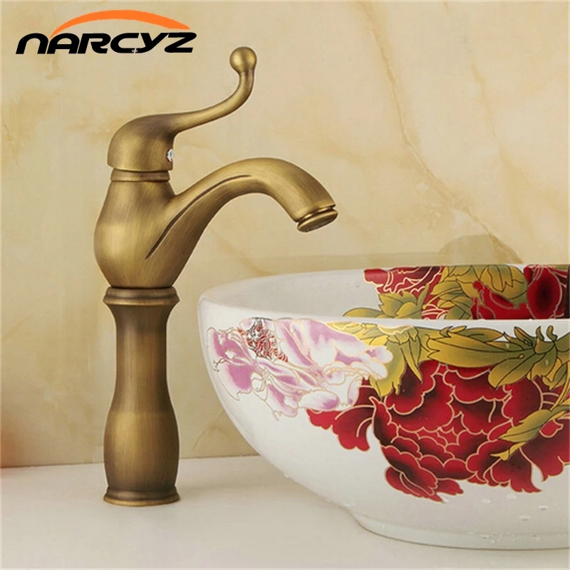 Новое поступление античный кран из латуни для умывальника смеситель горячей и