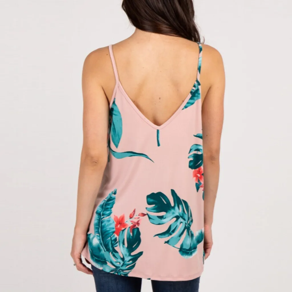 Женские топы без рукавов Свободные Блузы для беременных с принтом в виде листьев