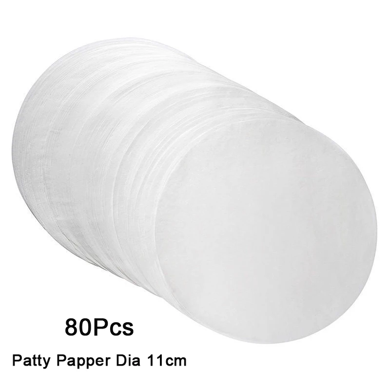 80Pcs Patty Paper Пресс для гамбургеров, алюминиевый пресс для бургеров, прочный пресс для гамбургеров, производитель с антипригарным покрытием для говядины, пресс-форма для бургеров, пресс для мяса, кухонный инструмент для барбекю - Цвет: 80Pcs Patty Paper