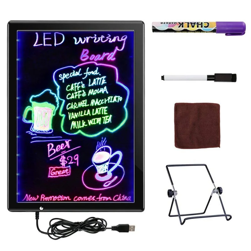 Белая доска + светодиодная вывеска 1 2 единицы детская Двухсторонняя для