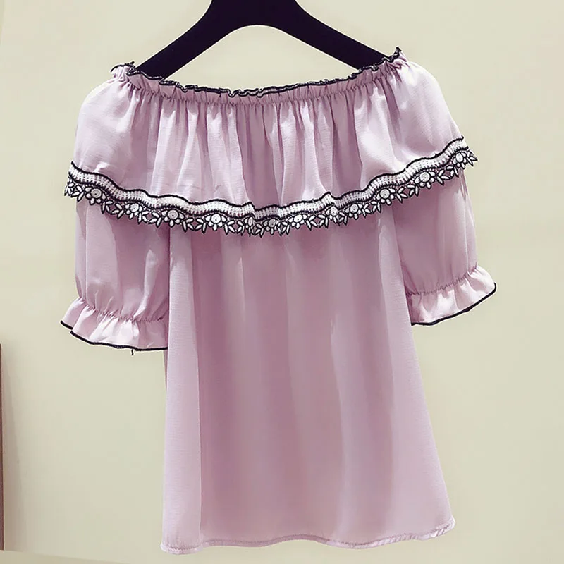 Korean Fashion Clothing 2021 Ladies Tops Shirt Of Women Solid Slash Neck Shirts White Blouse Off Shoulder Top 3510 50 | Женская одежда