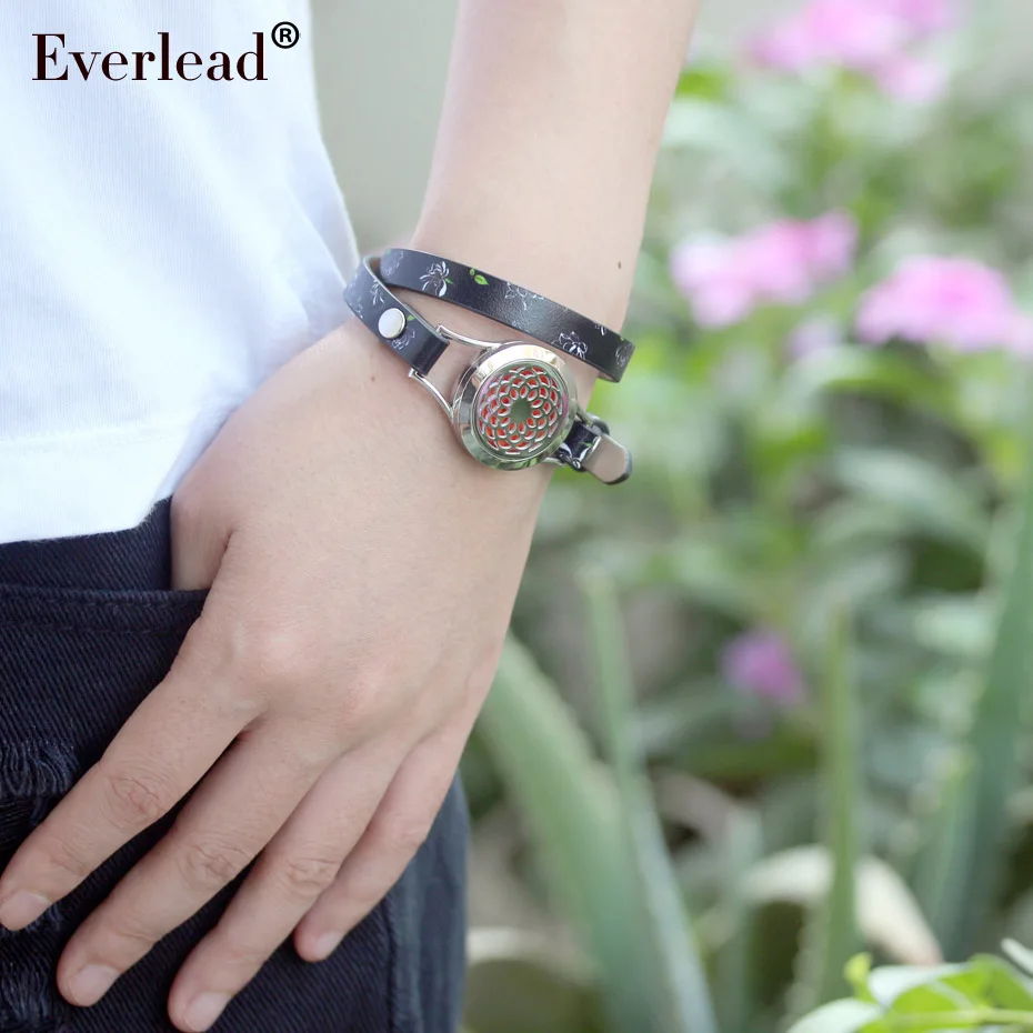 Кожаный браслет EVERLEAD с натуральными цветами ароматерапия диффузор духов