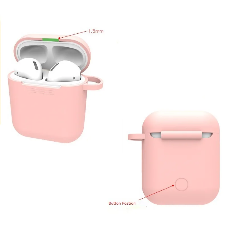 ТПУ силиконовый чехол для наушников с карабином AirPods Bluetooth беспроводная