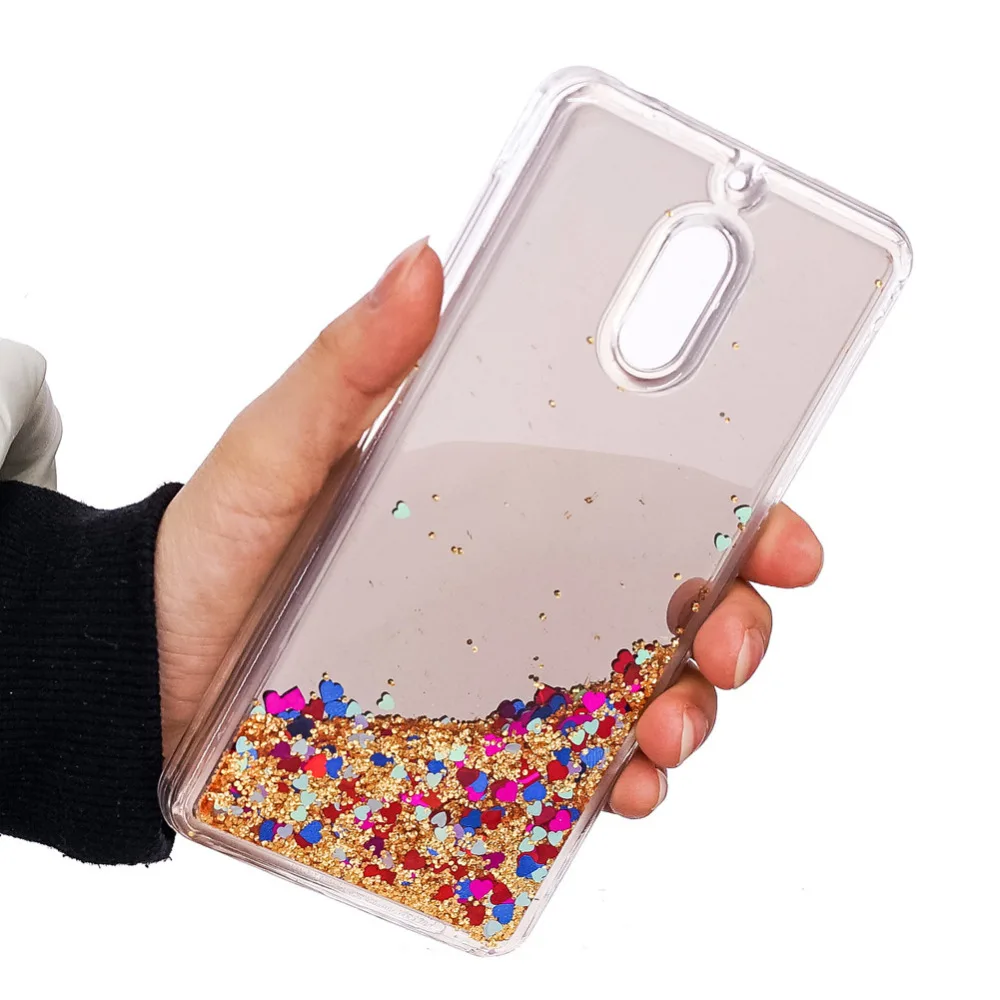 Модные ясности TPU чехол для Nokia 6 зеркальный блеск зыбучие пески дизайн ПК Жесткий