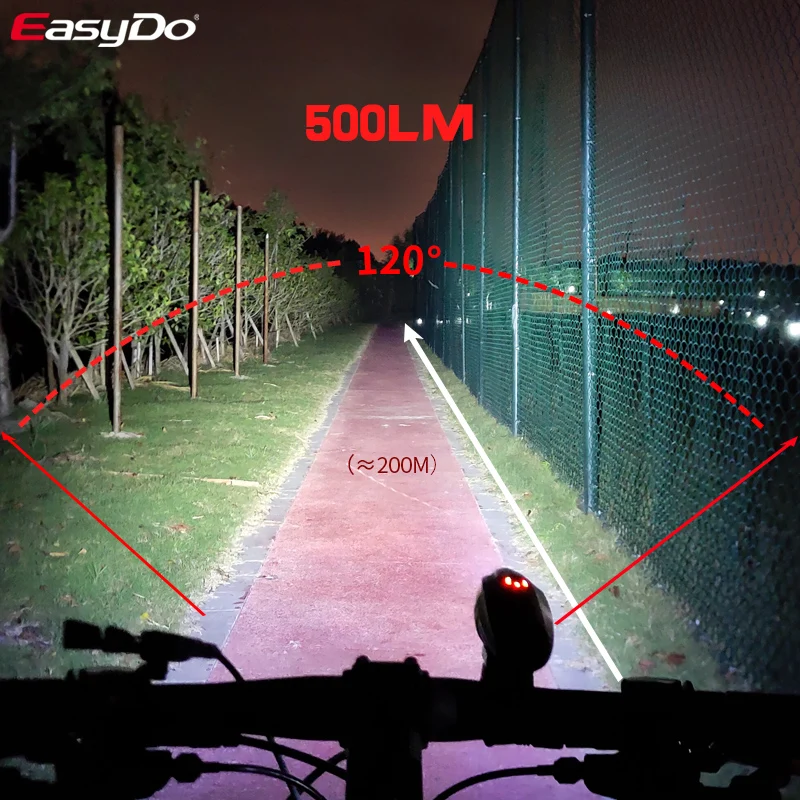 Велосипедный светильник EasyDo, водонепроницаемый, USB, перезаряжаемый, велосипедный светильник, 5 Вт, 2200 мА/ч, 500 люмен, инструмент, установка, Аксессуары для велосипеда